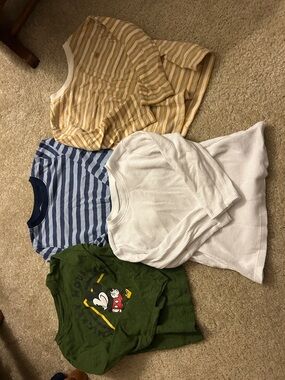 Kids Long Sleeve Tops - White, Yellow Stripe, Blue Stripe, Green